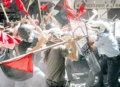 Students rioting in Athens